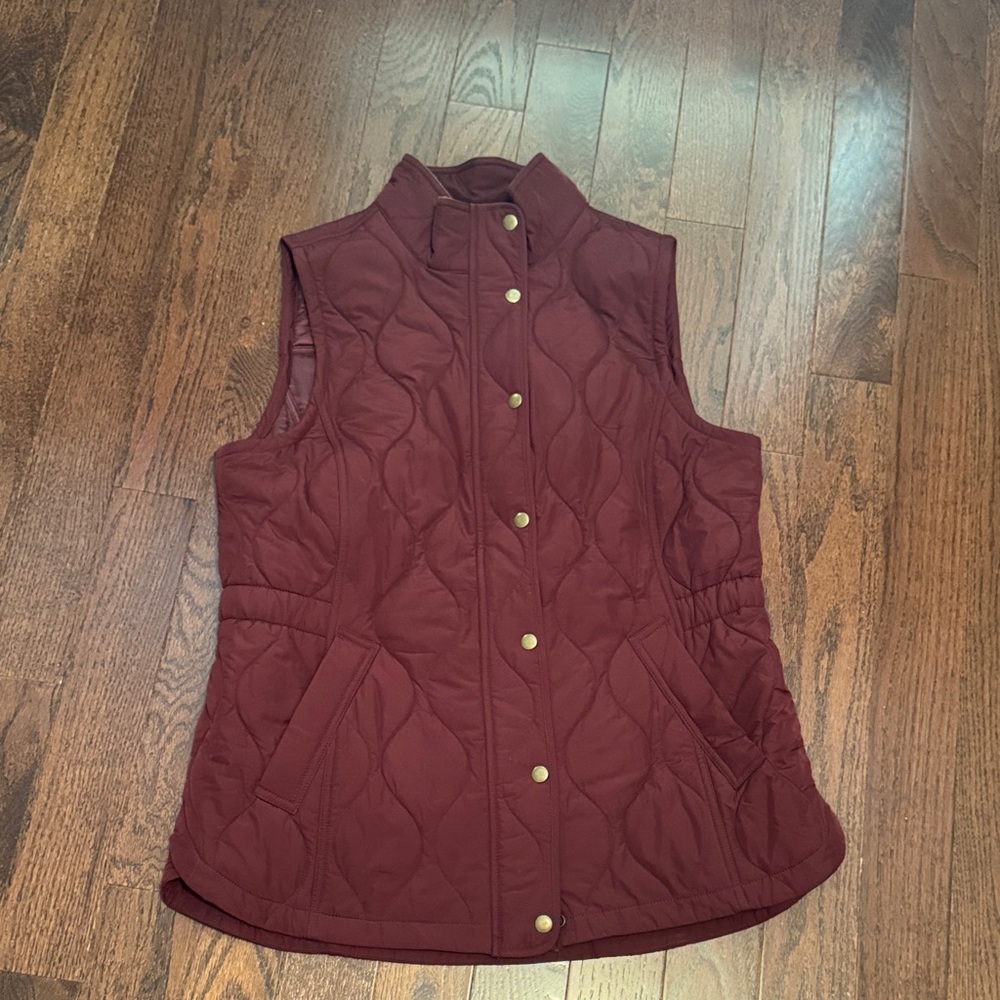Talbots Burgundy Quilted Puffer Vest